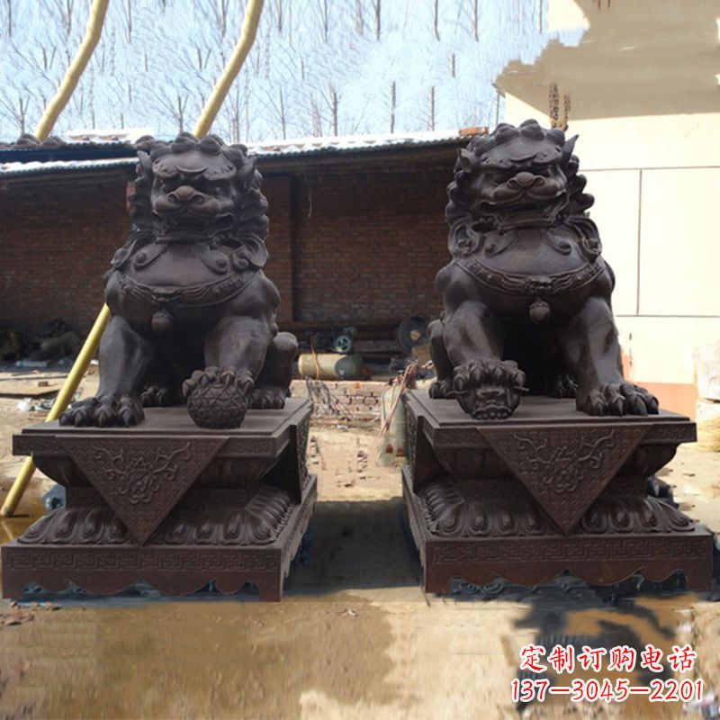 宜宾北京狮子铜雕塑-企业商场看门辟邪招财神兽