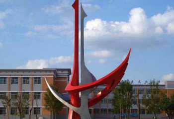宜宾2只抱在一起的抽象仙鹤寓意“合和”的校园广场景观雕塑