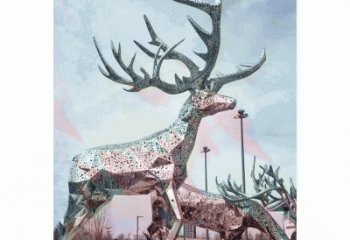 宜宾大型不锈钢梅花鹿摆件雕塑
