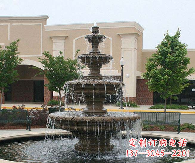 宜宾别墅景观石雕多层喷泉雕塑 (3)