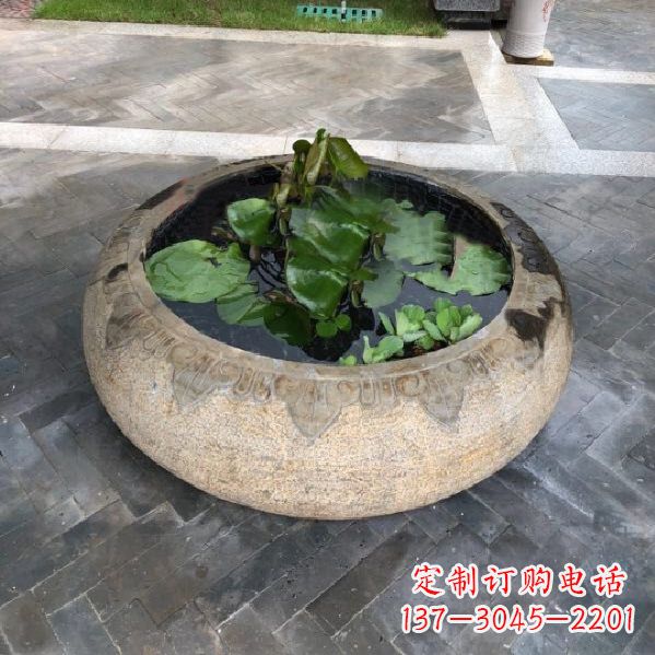 宜宾别墅庭院仿古做旧石雕鱼缸