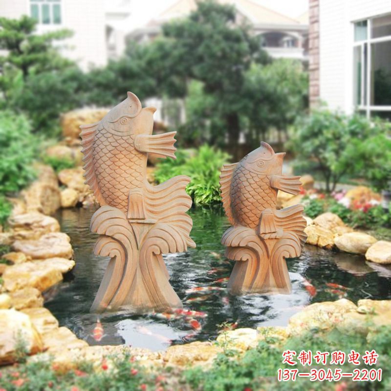 宜宾别墅庭院吉祥招财石雕鱼喷泉雕塑