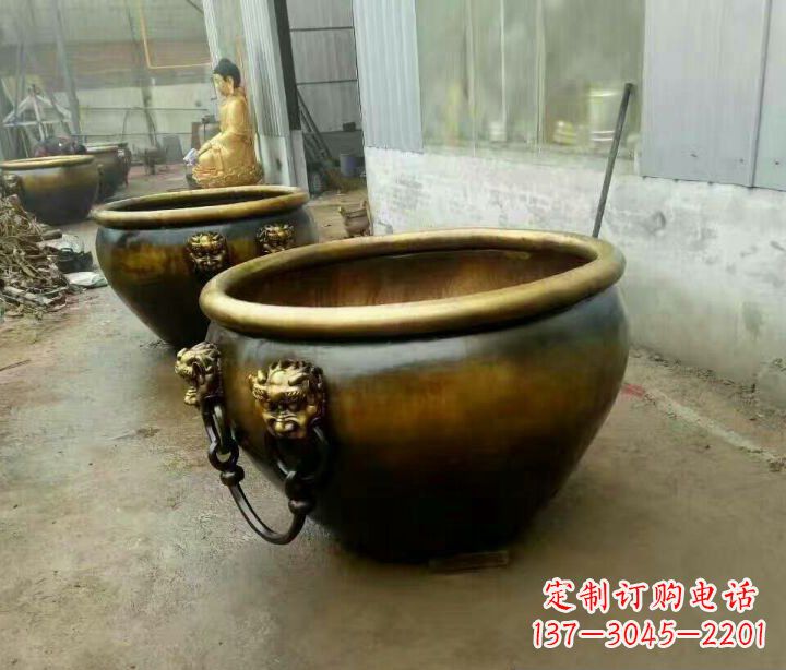 宜宾别墅招财水缸铜雕塑摆件 (4)