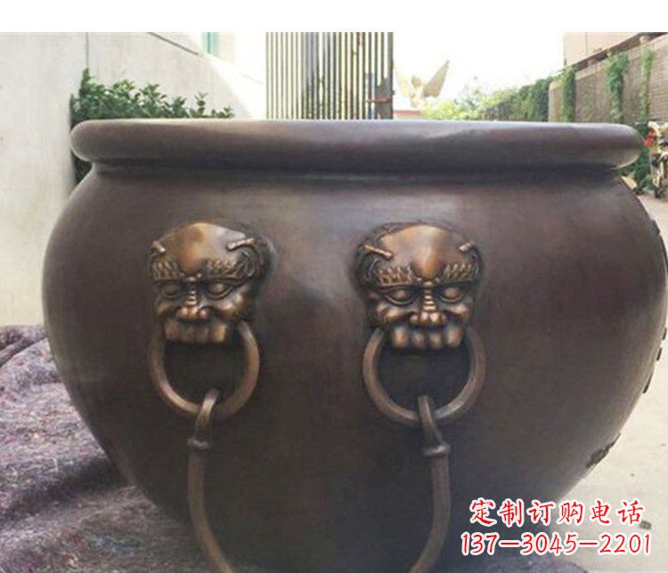 宜宾别墅招财水缸铜雕塑摆件