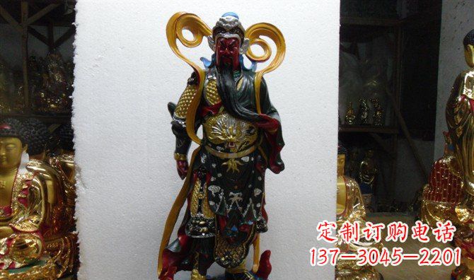 宜宾玻璃钢彩绘持刀关公