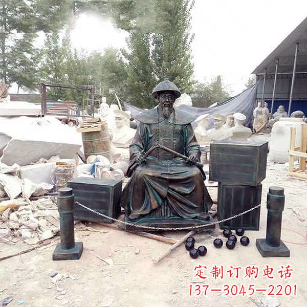 宜宾玻璃钢仿铜林则徐销烟雕塑