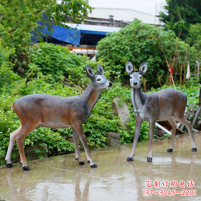 宜宾玻璃钢仿真鹿雕塑-农家院动物摆件