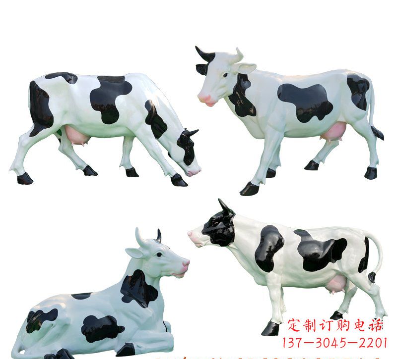 宜宾玻璃钢仿真奶牛雕塑精美的艺术品