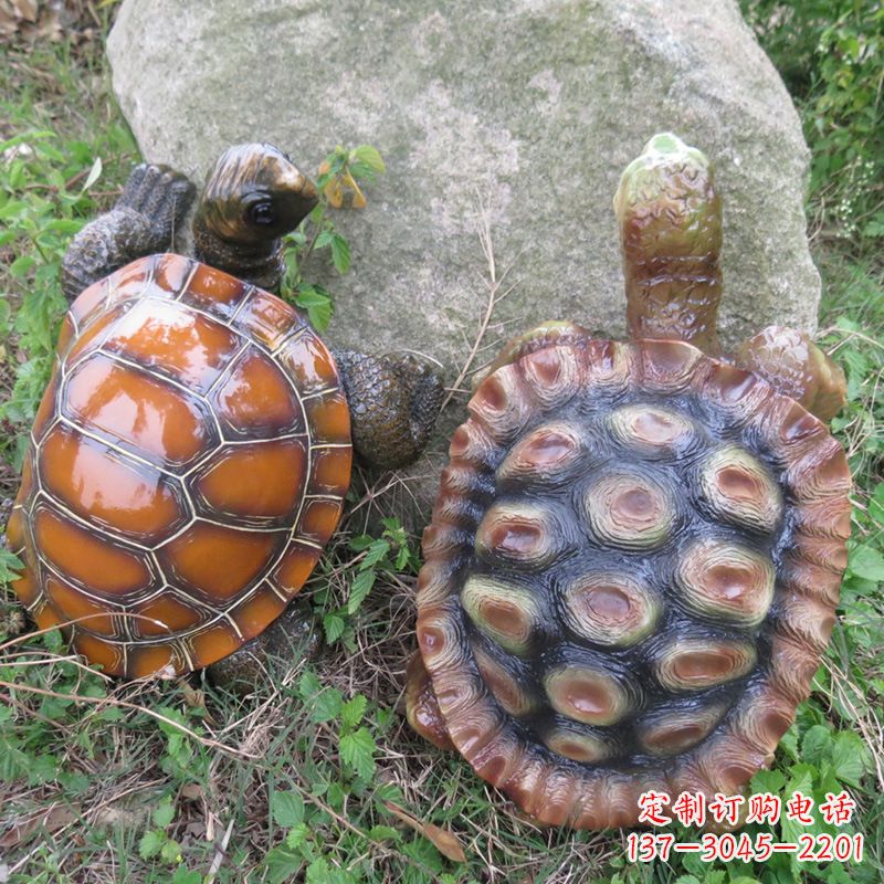 宜宾玻璃钢仿真乌龟雕塑,园林陆龟海龟花园装饰摆件