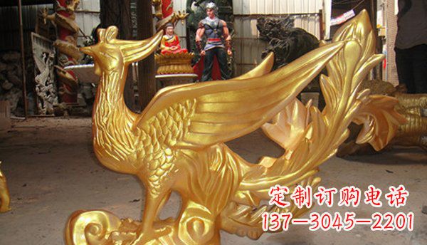 宜宾玻璃钢凤凰仿铜动物雕塑传承传统文化