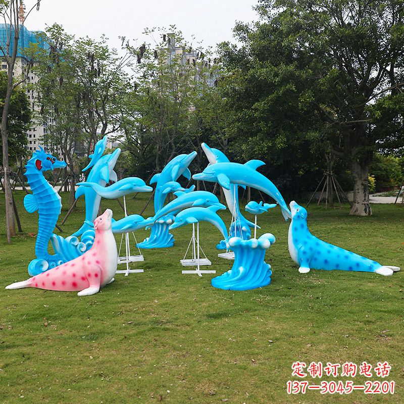 宜宾玻璃钢海豚彩绘雕塑