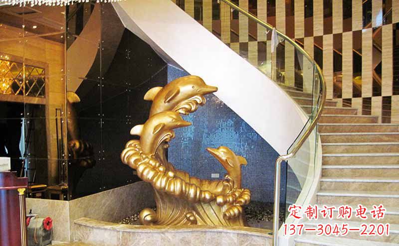 宜宾玻璃钢海豚雕塑精美的艺术精品