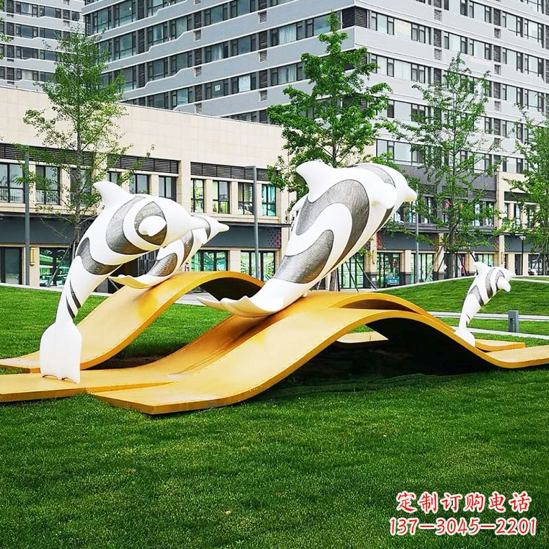 宜宾玻璃钢海豚景观雕塑精致的城市动物雕塑