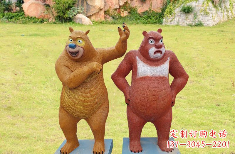 宜宾玻璃钢熊大熊二雕塑浪漫的熊熊之旅