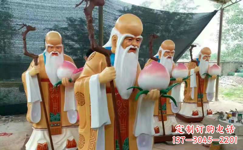 宜宾玻璃钢宗教庙宇神像彩绘老寿星雕塑