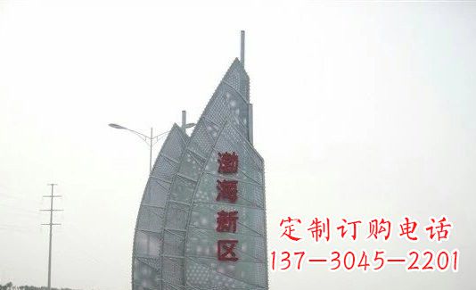 宜宾渤海新区精美不锈钢船帆雕塑