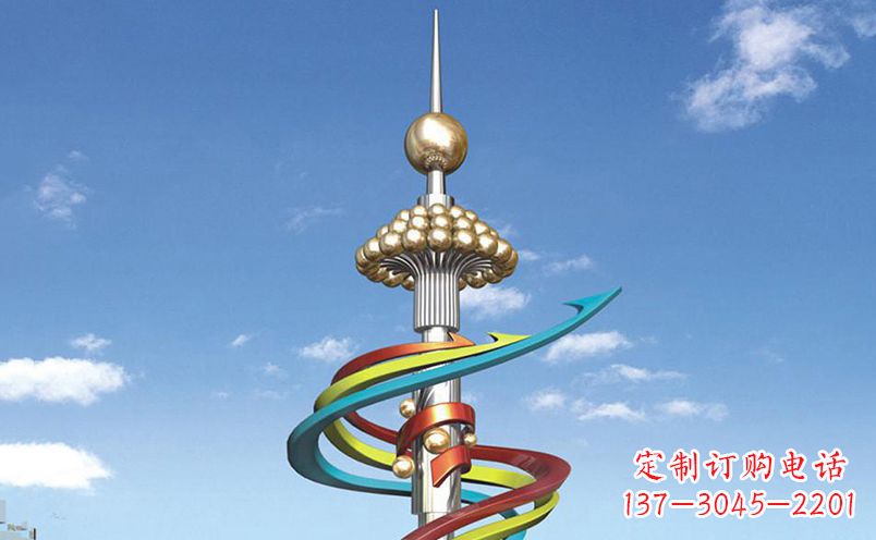 宜宾不锈钢彩色飘带广场景观雕塑