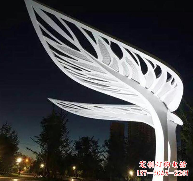 宜宾不锈钢城市景观树叶雕塑