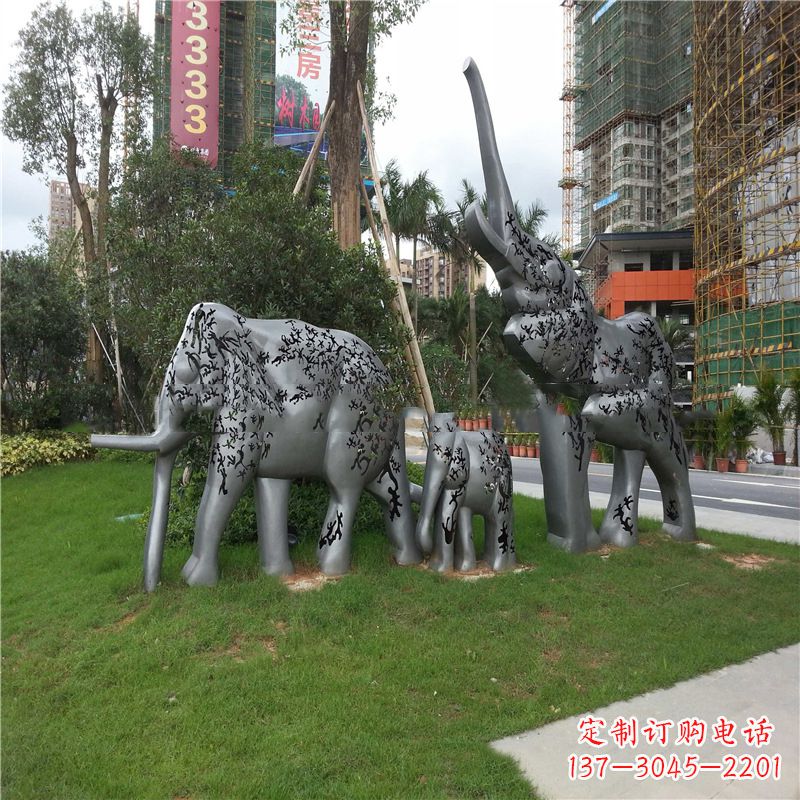 宜宾不锈钢大象雕塑小区园林的精美装饰