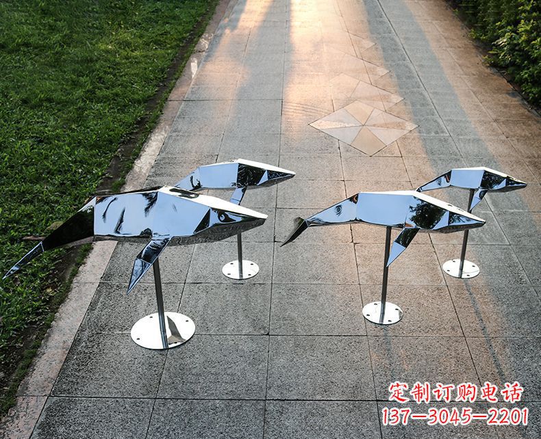 宜宾不锈钢抽象动物海豚雕塑1