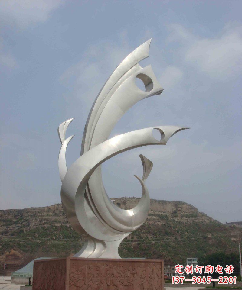 宜宾不锈钢抽象凤凰公园雕塑 (2)