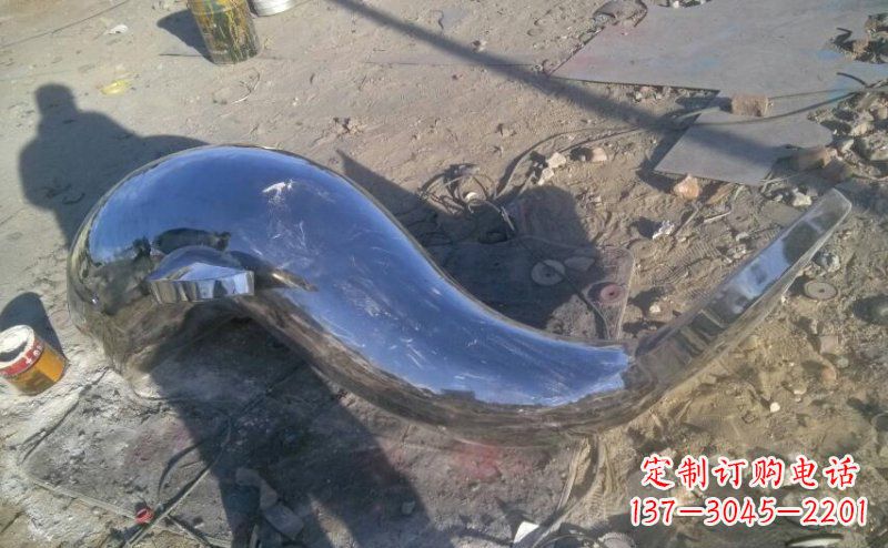 宜宾不锈钢抽象海豚动物雕塑 (2)