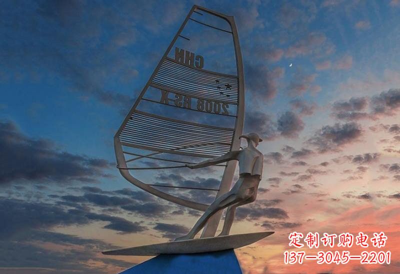 宜宾不锈钢抽象驾驶帆船人物雕塑