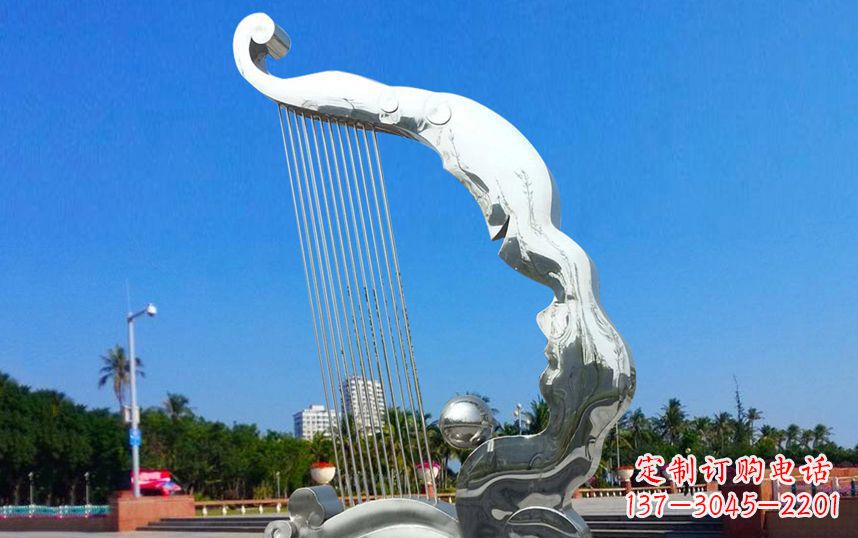 宜宾不锈钢竖琴广场雕塑