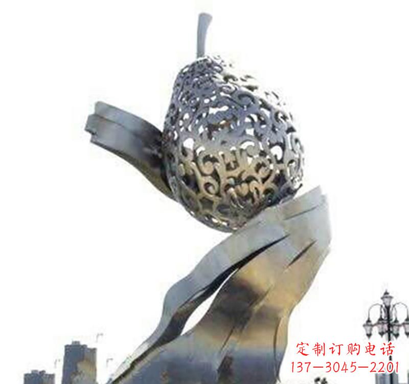 宜宾不锈钢梨雕塑艺术结合精美外形