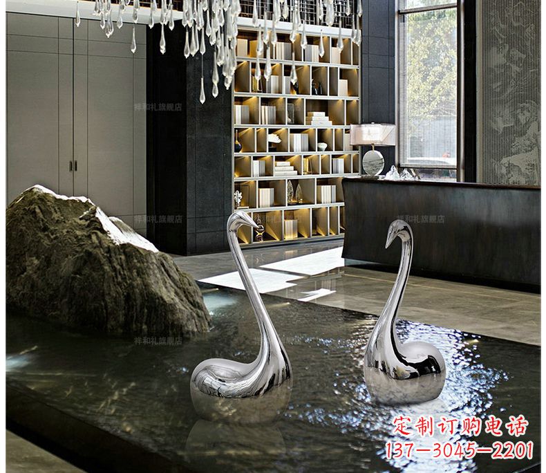 宜宾不锈钢抽象天鹅摆件雕塑
