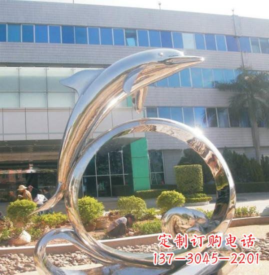 宜宾不锈钢海豚雕塑精致而灵动