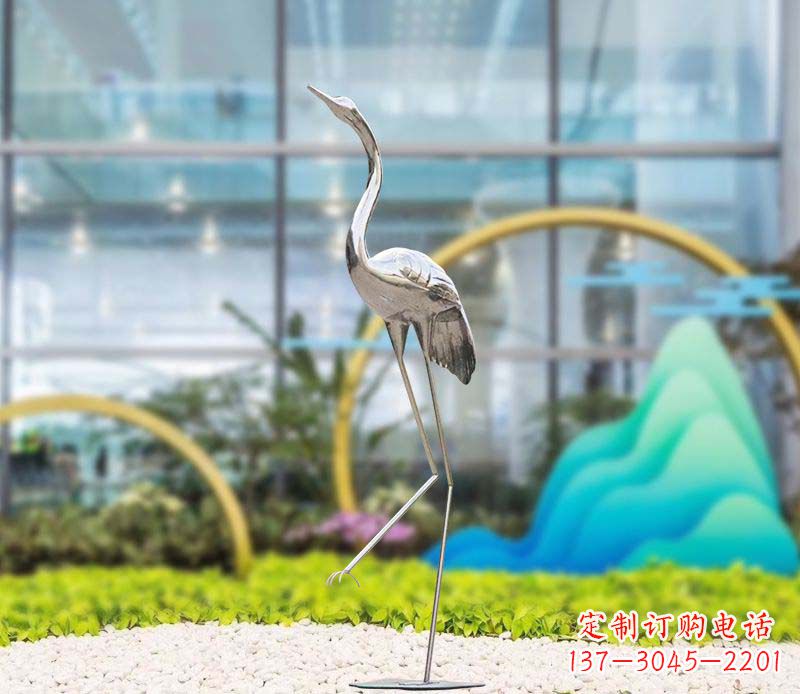 宜宾不锈钢仙鹤雕塑传承中国古典文化