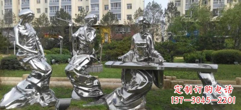宜宾不锈钢抽象演奏乐器的古代美女雕塑