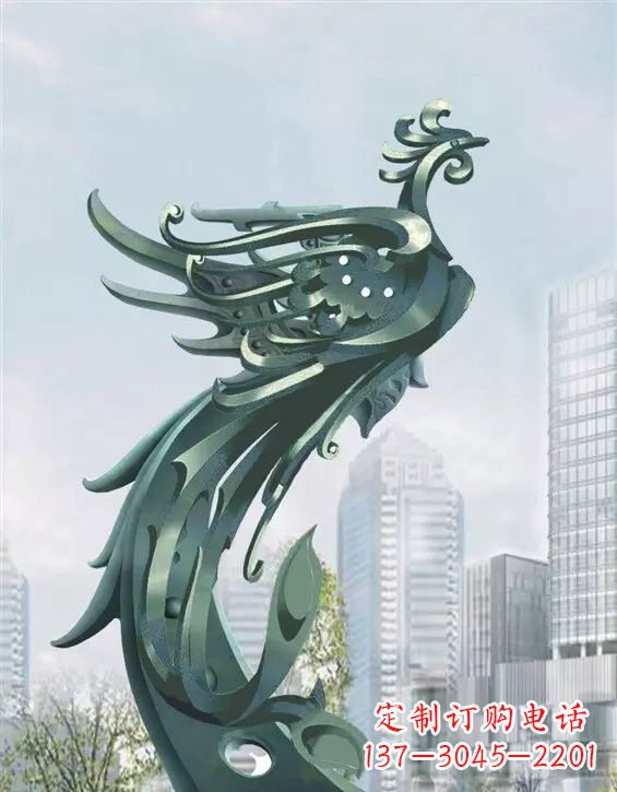 宜宾不锈钢大型抽象凤凰雕塑