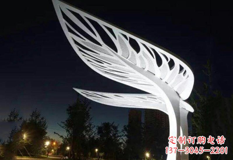 宜宾不锈钢大型树叶雕塑