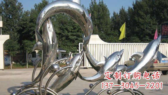 宜宾不锈钢动物海豚雕塑 (2)