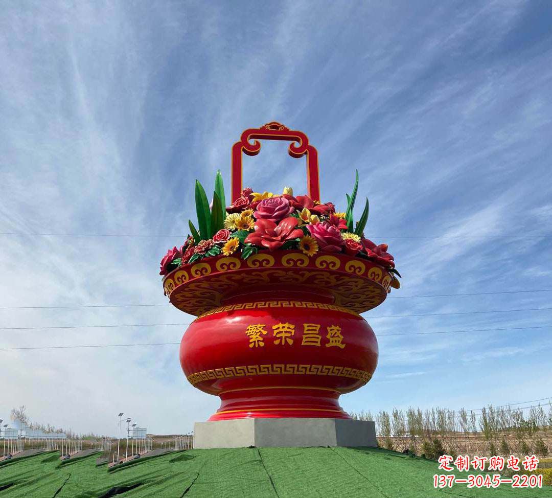 宜宾不锈钢繁荣昌盛花篮雕塑
