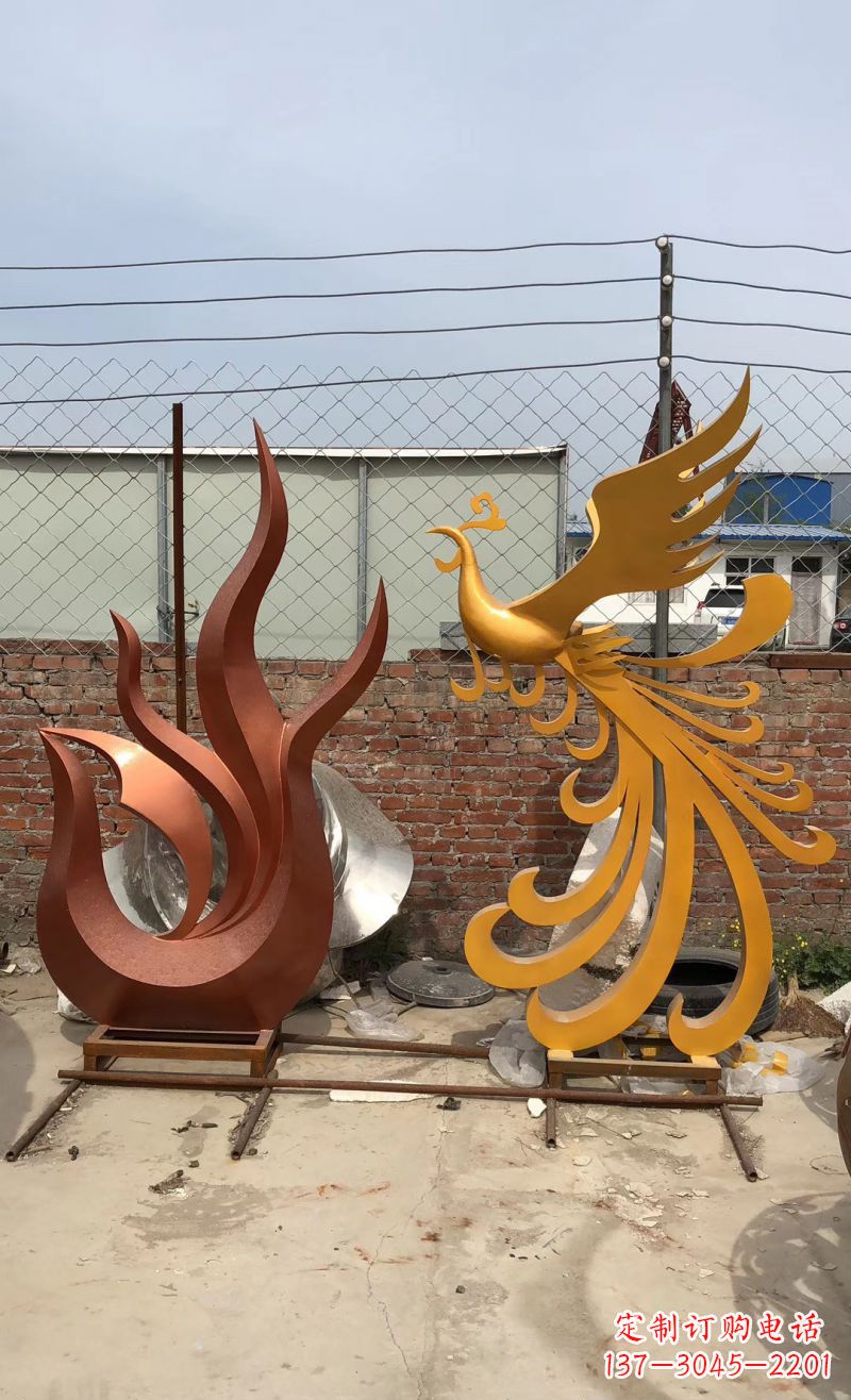 宜宾不锈钢凤凰雕塑广场校园景观雕塑