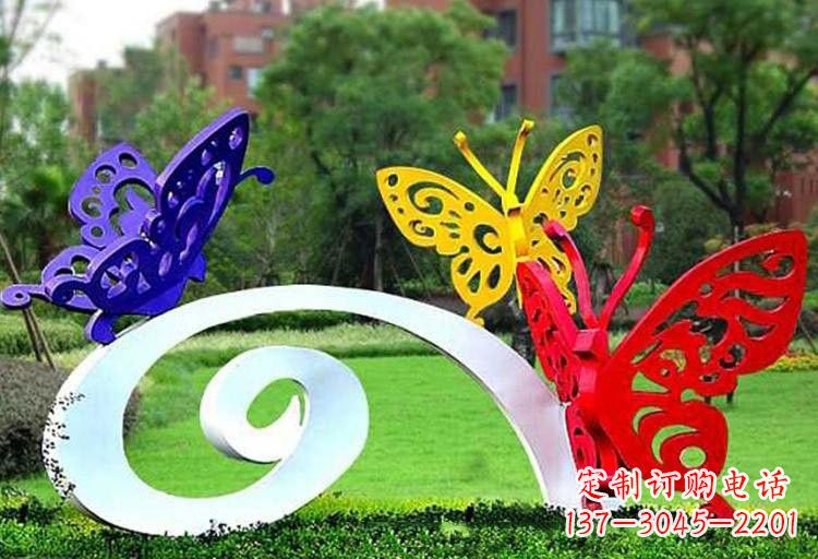 宜宾彩色蝴蝶雕塑,点亮不锈钢公园