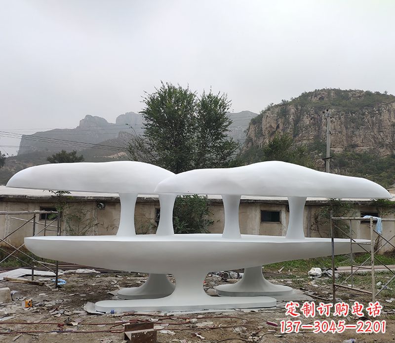 宜宾不锈钢公园蘑菇云朵景观雕塑
