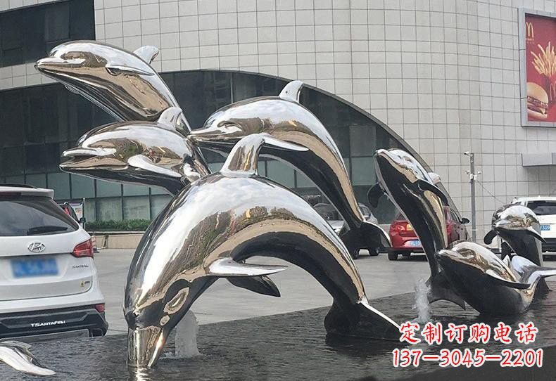 宜宾不锈钢广场镜面海豚雕塑