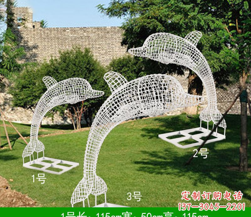 宜宾不锈钢海豚组合雕塑精美的艺术品