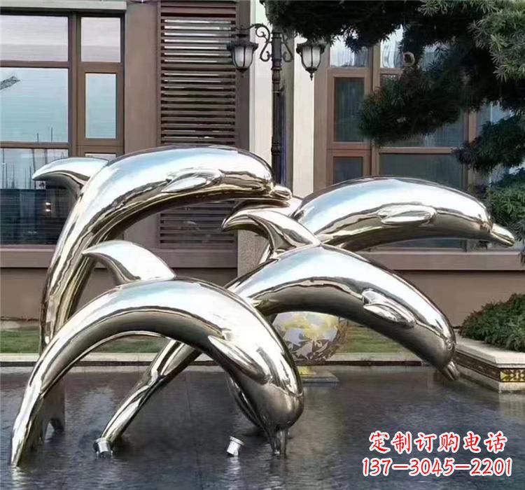 宜宾不锈钢海洋动物雕塑——海豚