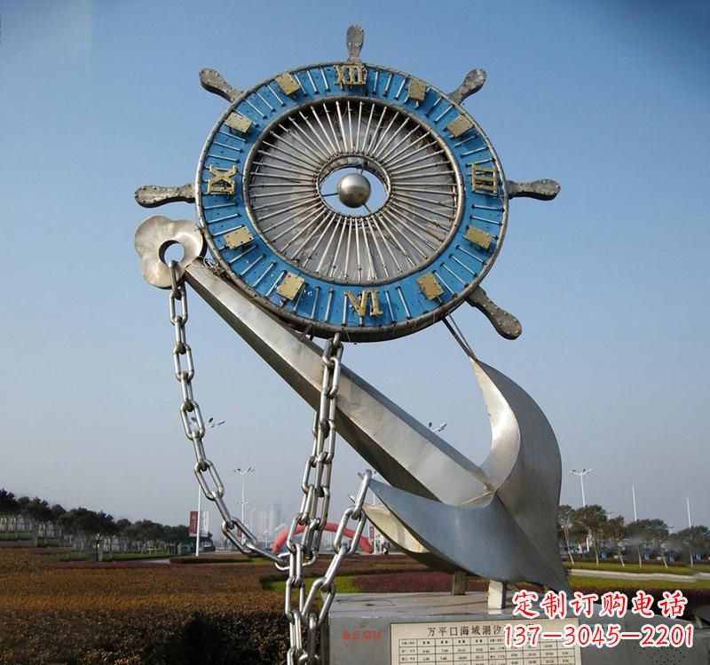 宜宾不锈钢海洋船舵雕塑海洋之美的象征