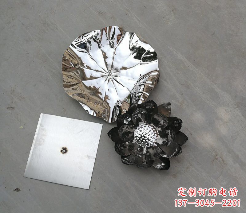 宜宾不锈钢荷花荷叶公园雕塑