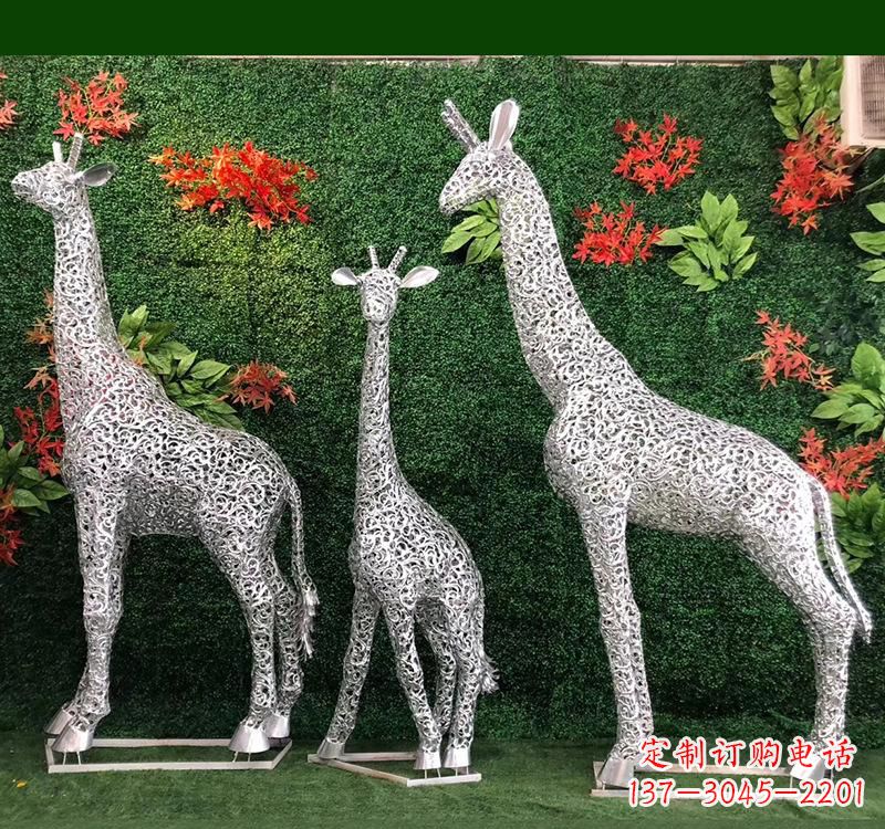 宜宾不锈钢几何长颈鹿雕塑