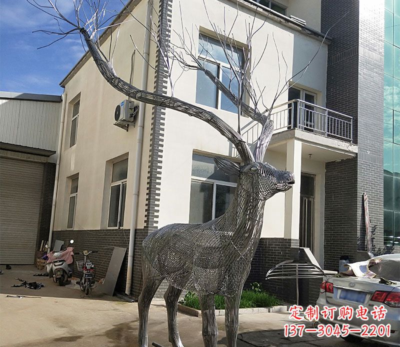 宜宾不锈钢景观梅花鹿雕塑美丽的艺术精品
