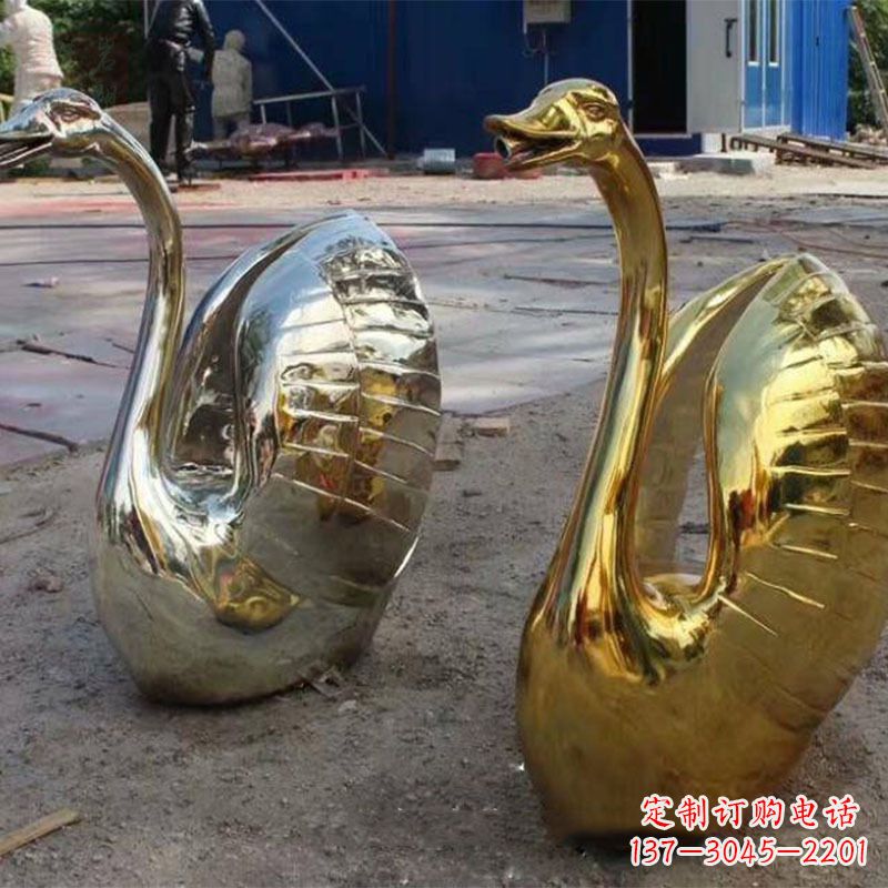 宜宾不锈钢天鹅雕塑精美而绚丽