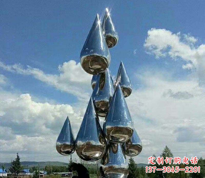 宜宾不锈钢镜面大型水滴雕塑——艺术精美、精致优雅