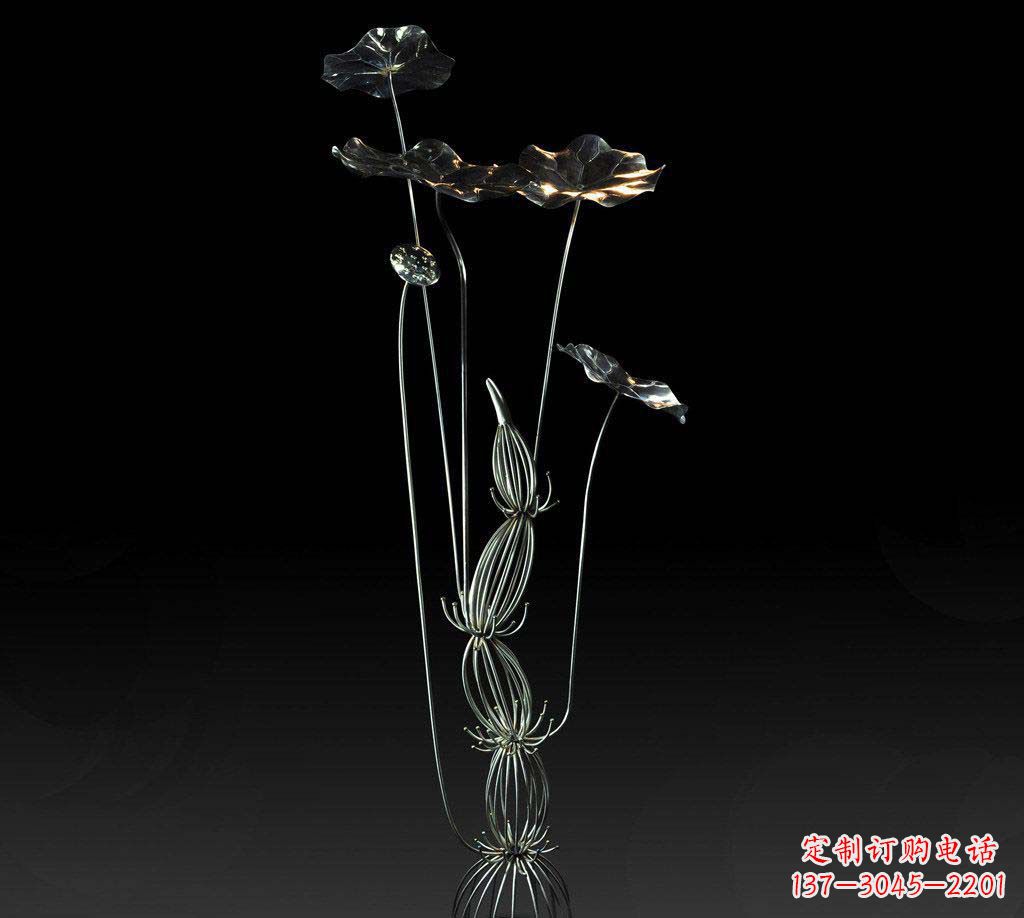 宜宾不锈钢莲藕荷花荷叶摆件雕塑